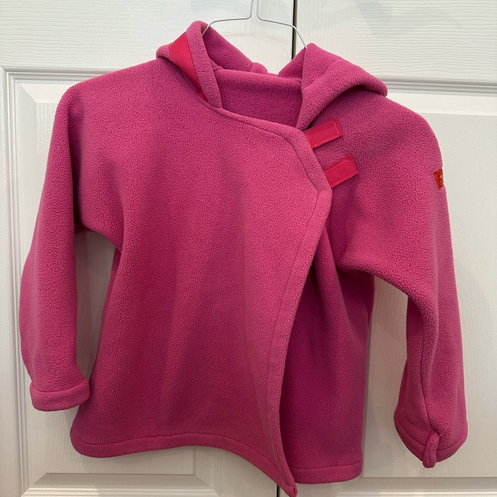 Girls' Hooded Pink Fleece Jacket - Cozy Wrap Style